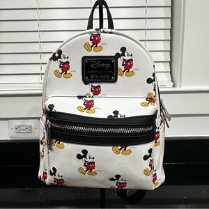 Disney Loungefly Mickey Mouse AOP Mini Backpack - White/Black/Red